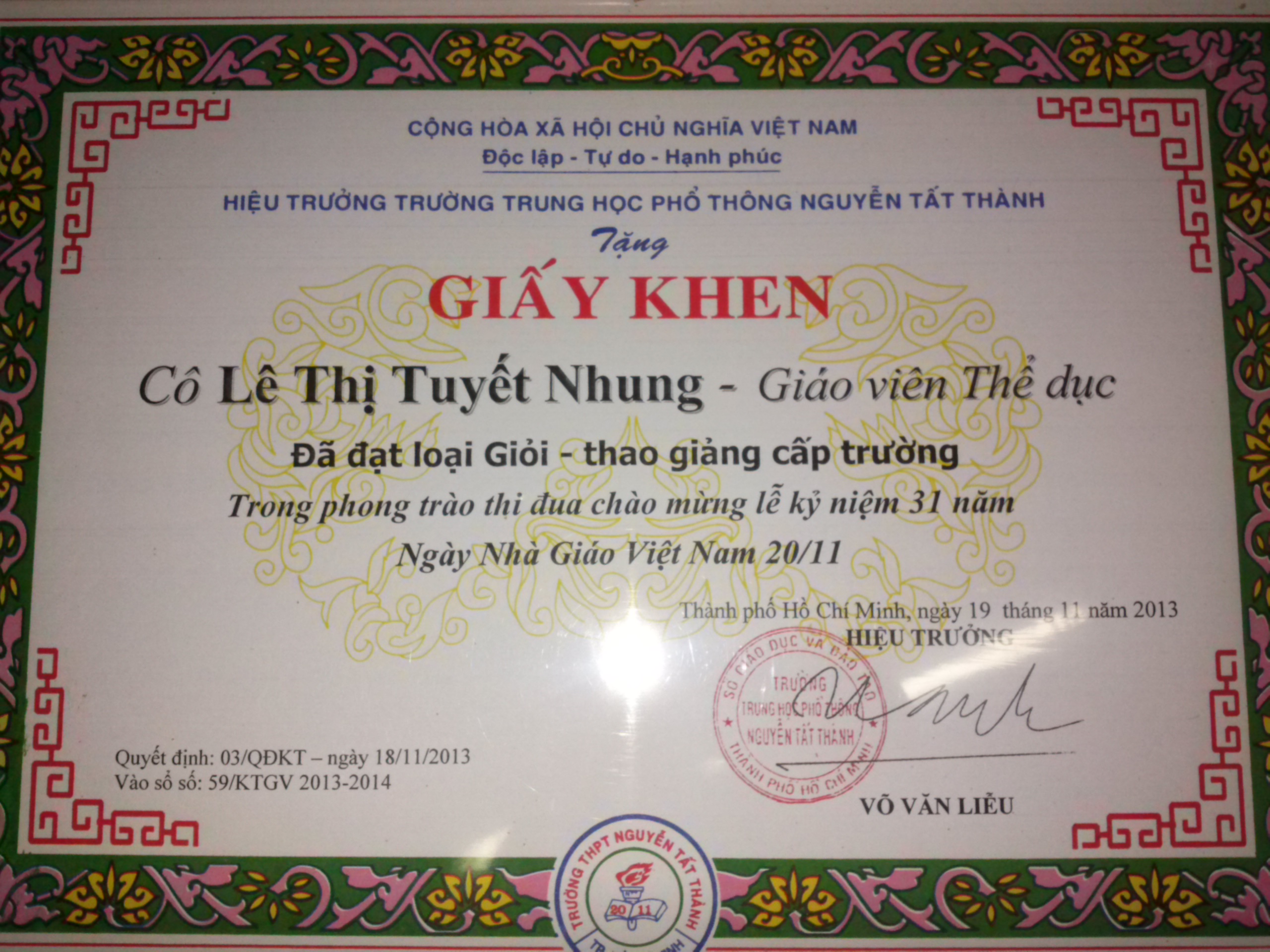 Thành tích giáo viên